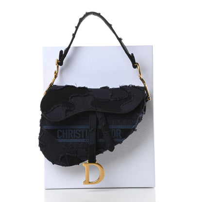 Christian Dior Canvas Embroidered Camouflage Saddle Bag Blue 11 of 11