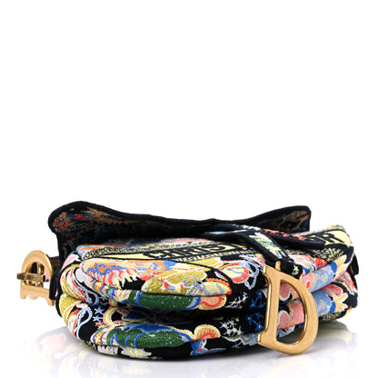 Christian Dior Canvas Embroidered Zodiac Fantastico Saddle Bag Black Multicolor 4 of 9