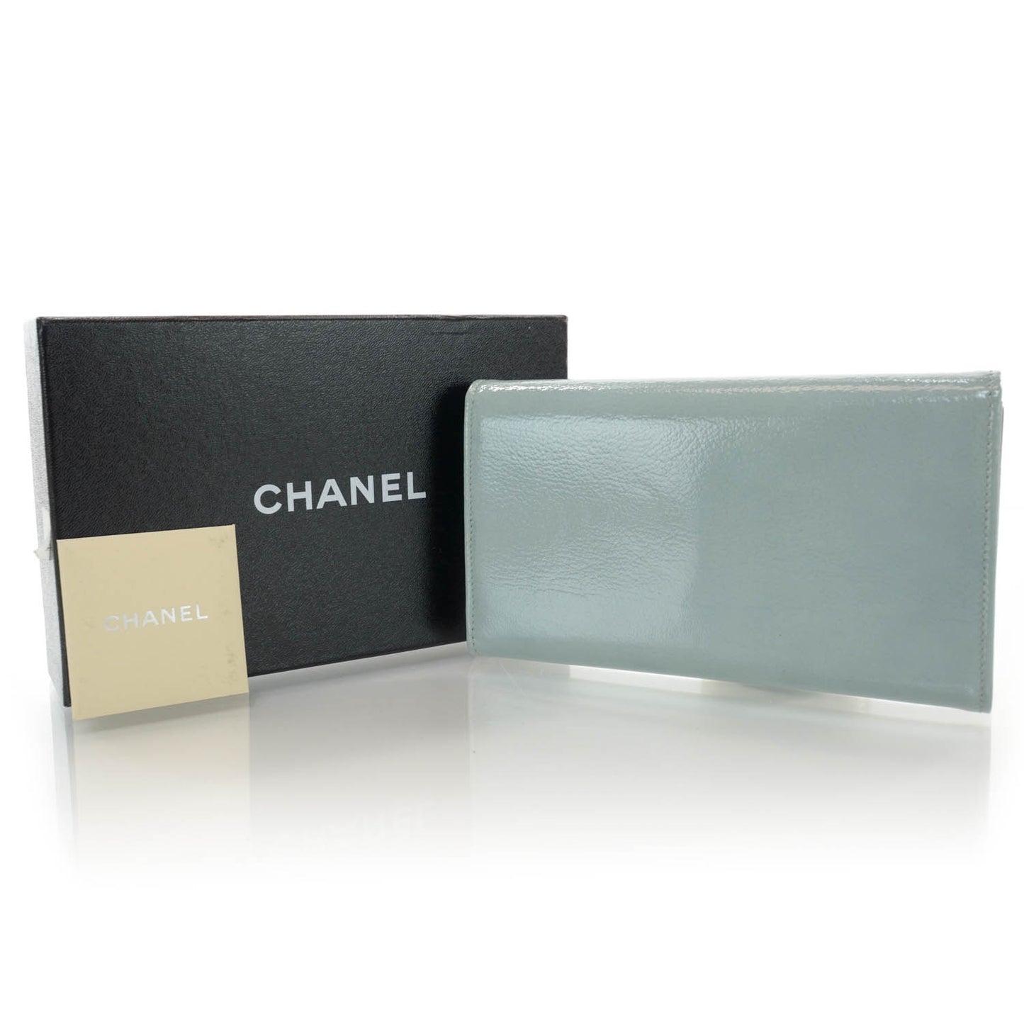 Patent Large Flap Wallet Blue