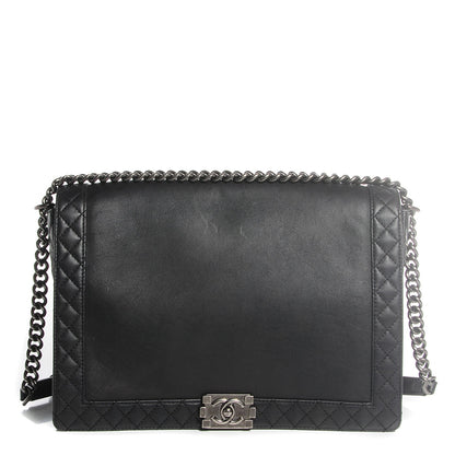 Chanel Calfskin Large Boy Reverso Flap Black 1 of 8