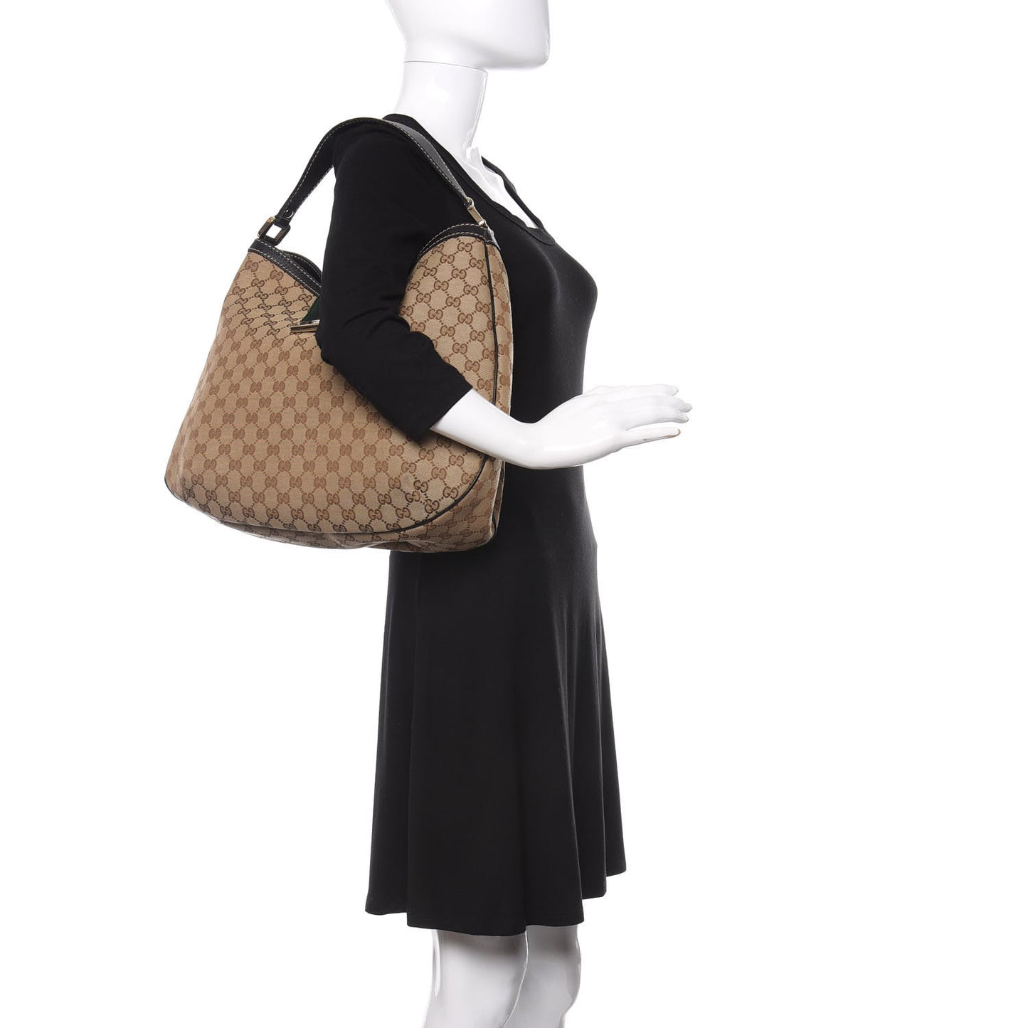Monogram Large New Ladies Web Hobo Dark Brown