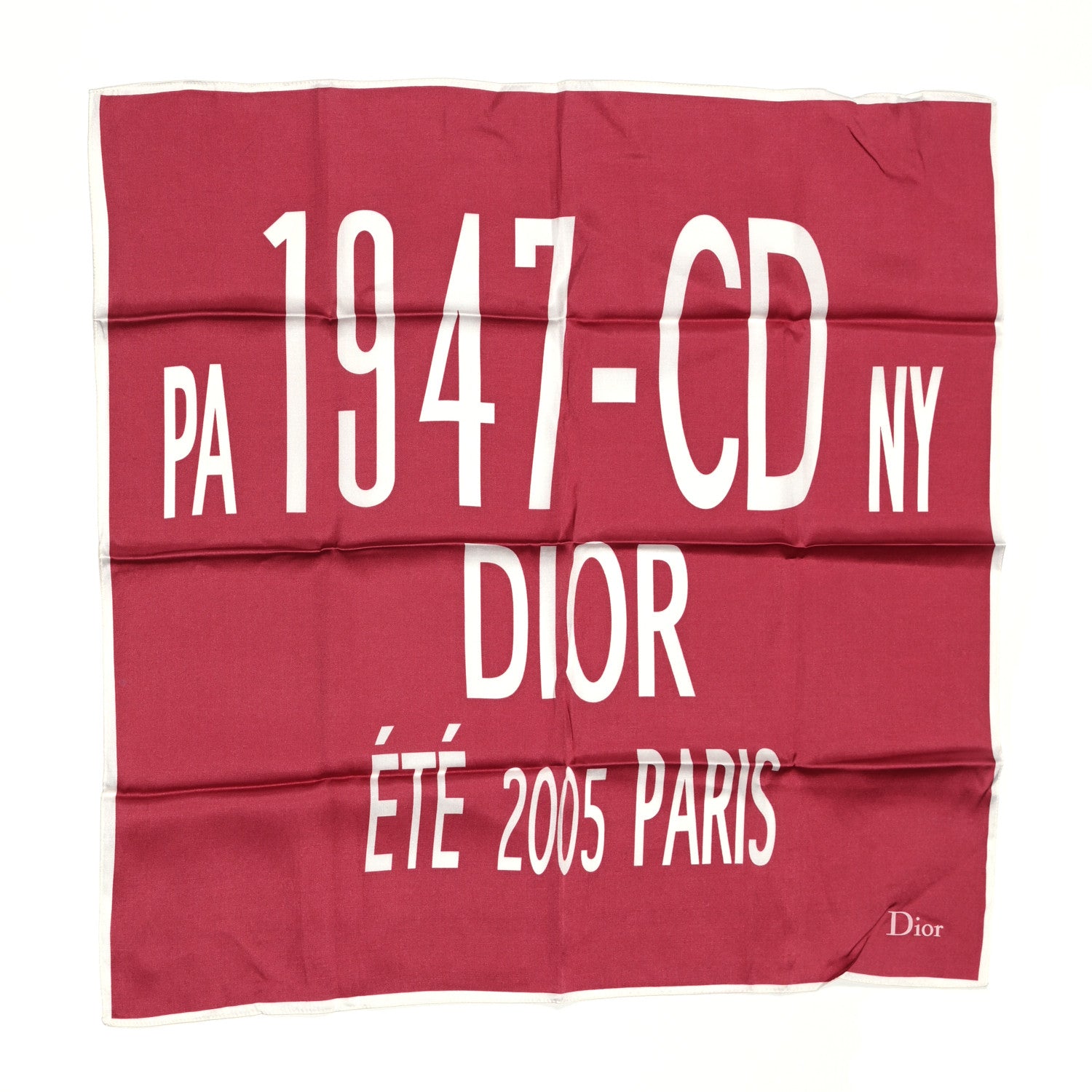 Christian Dior Silk Cotton Square Scarf Red 1 of 3