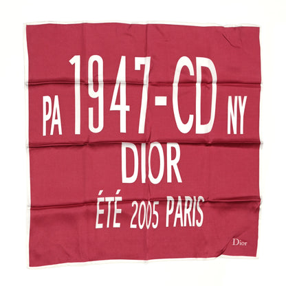 Christian Dior Silk Cotton Square Scarf Red 1 of 3
