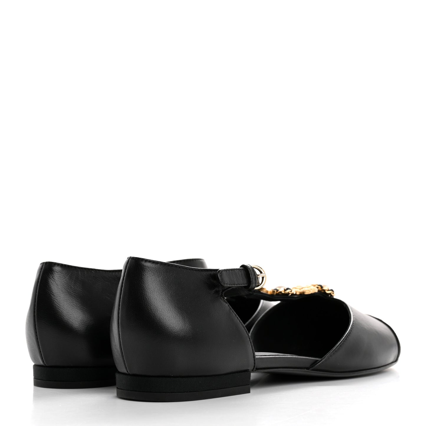 Lambskin Grosgrain Cap Toe Pearl CC Mary Jane Flats 40 Black