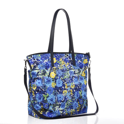 Prada Tessuto Nylon Saffiano Floral Print Tote Bluette Dis Primule 4 of 9