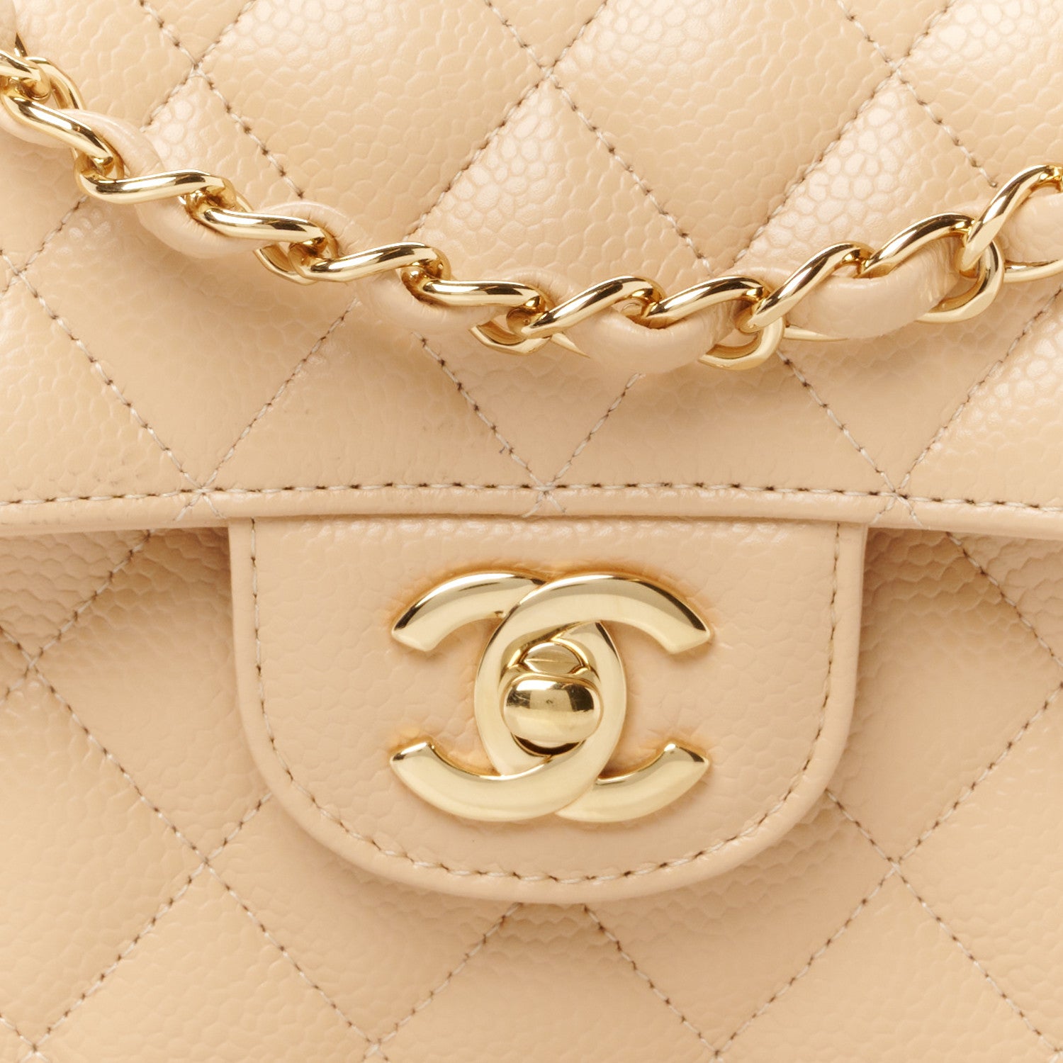 Chanel Caviar Quilted Small Double Flap Beige 9 of 11