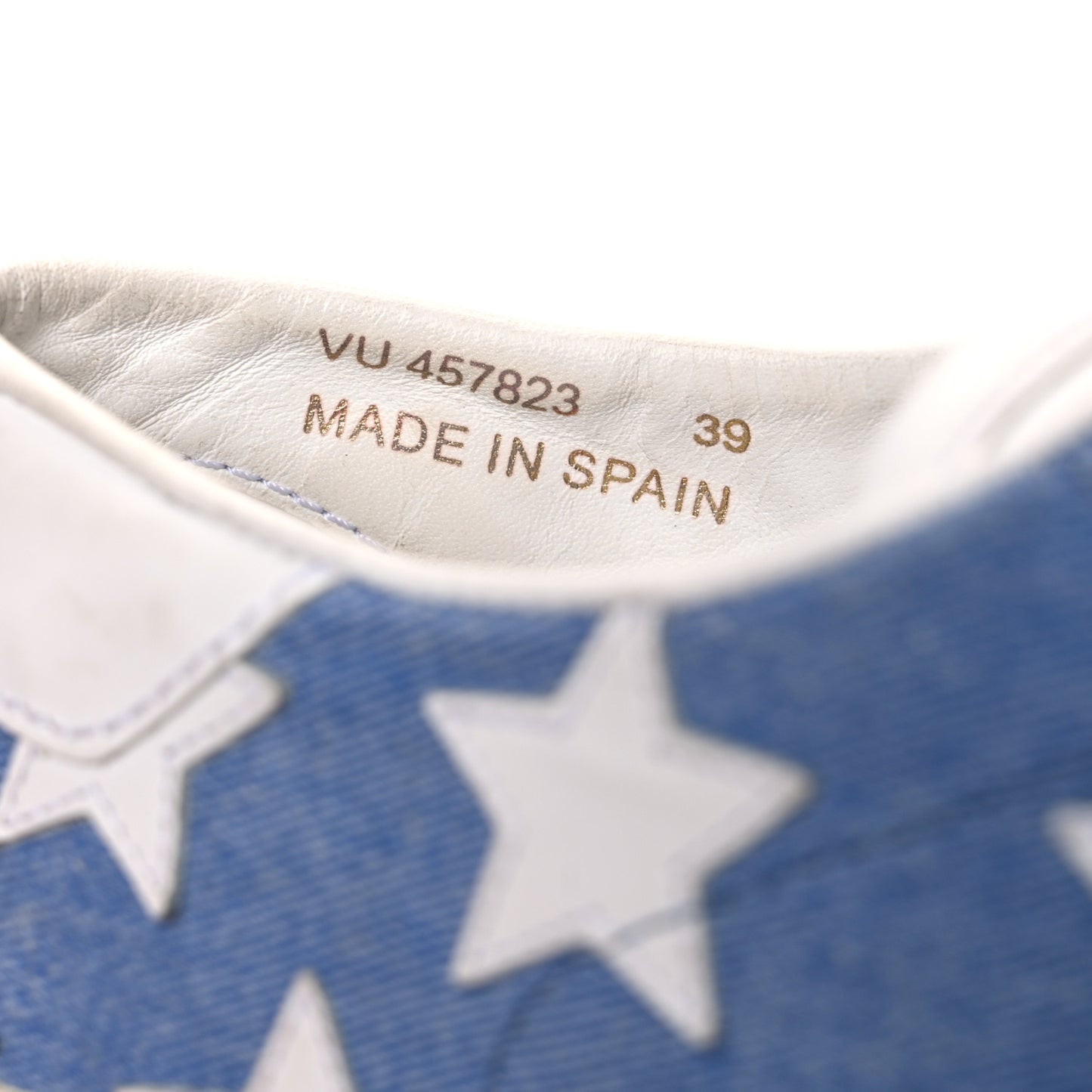 Denim Calfskin Star Court Sneakers 39 Blue
