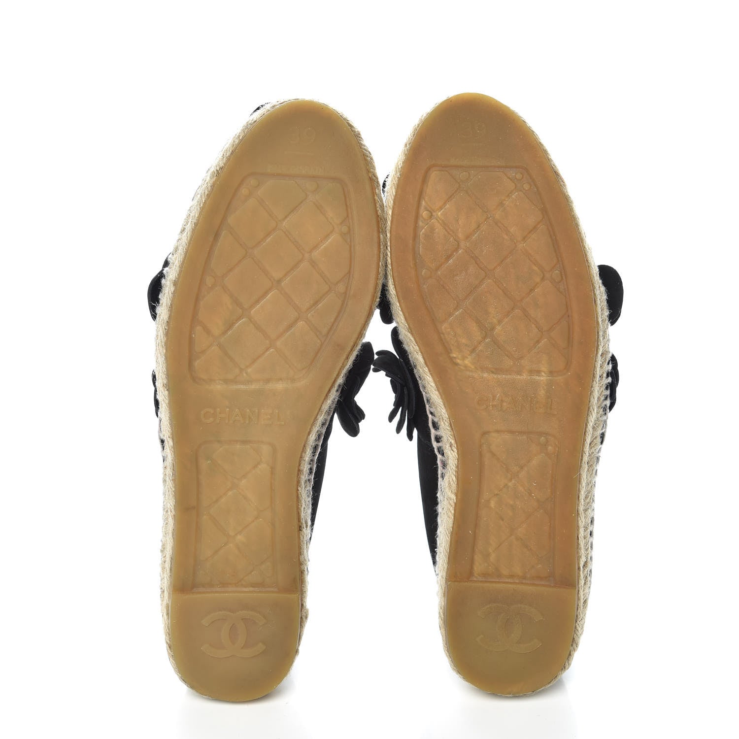Chanel Suede Camellia CC Espadrilles 39 Black 7 of 12