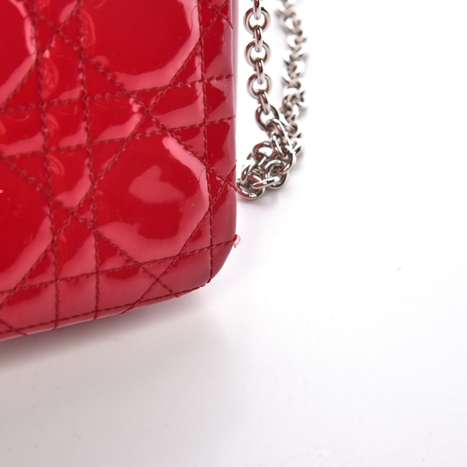 Christian Dior Patent Cannage New Lock Pouch Red 10 of 12