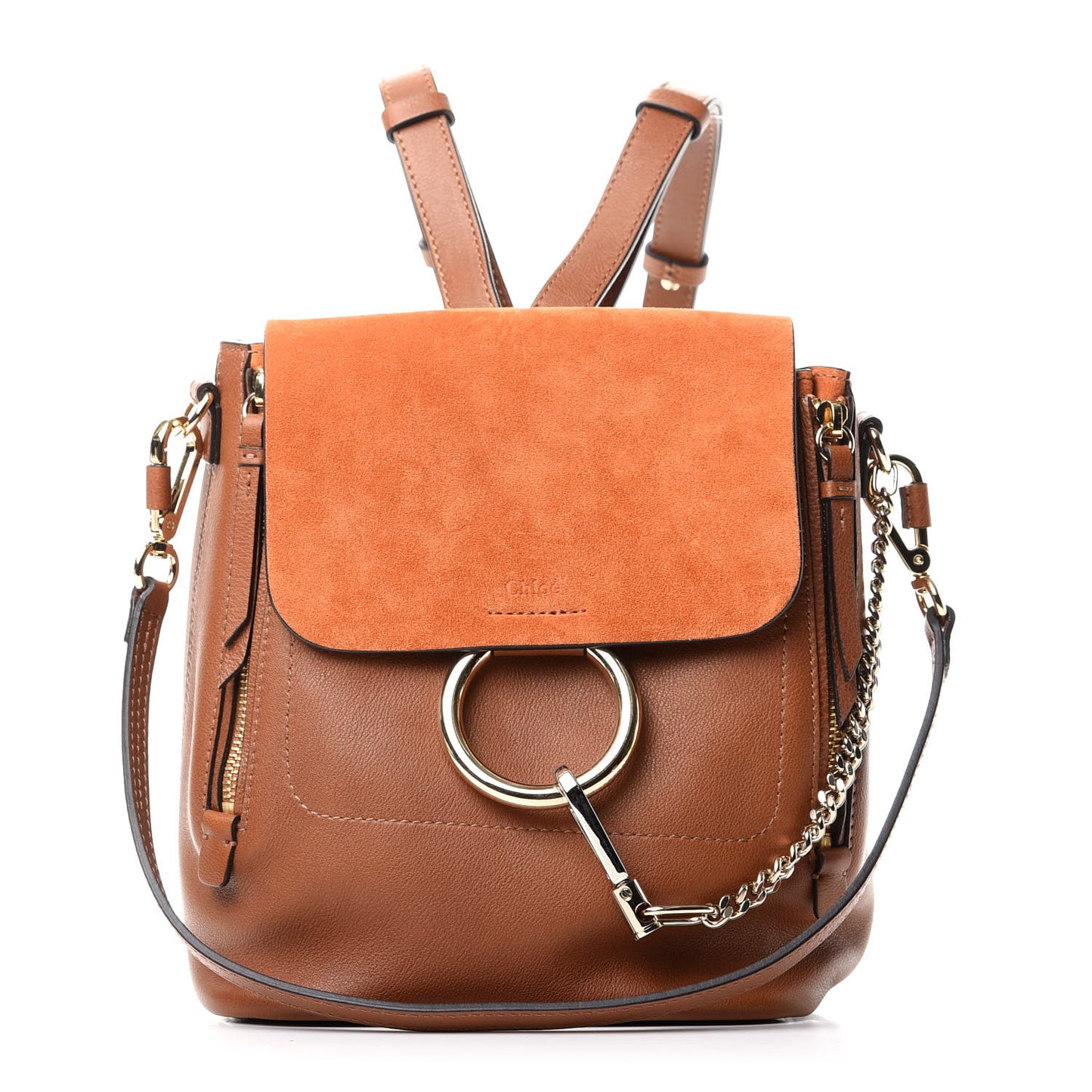 Suede Calfskin Small Faye Backpack Tan