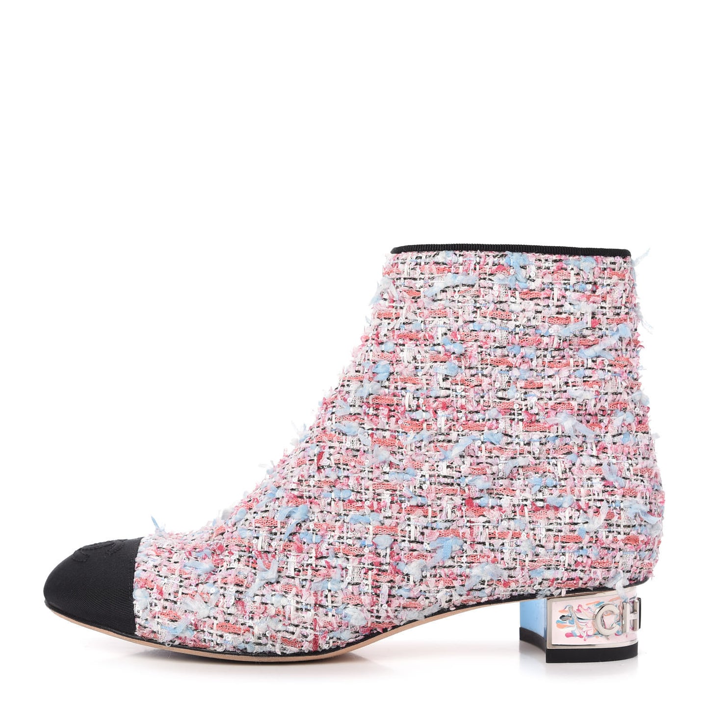 Tweed Cap Toe CC Short Boots 37.5 Pink Blue Black