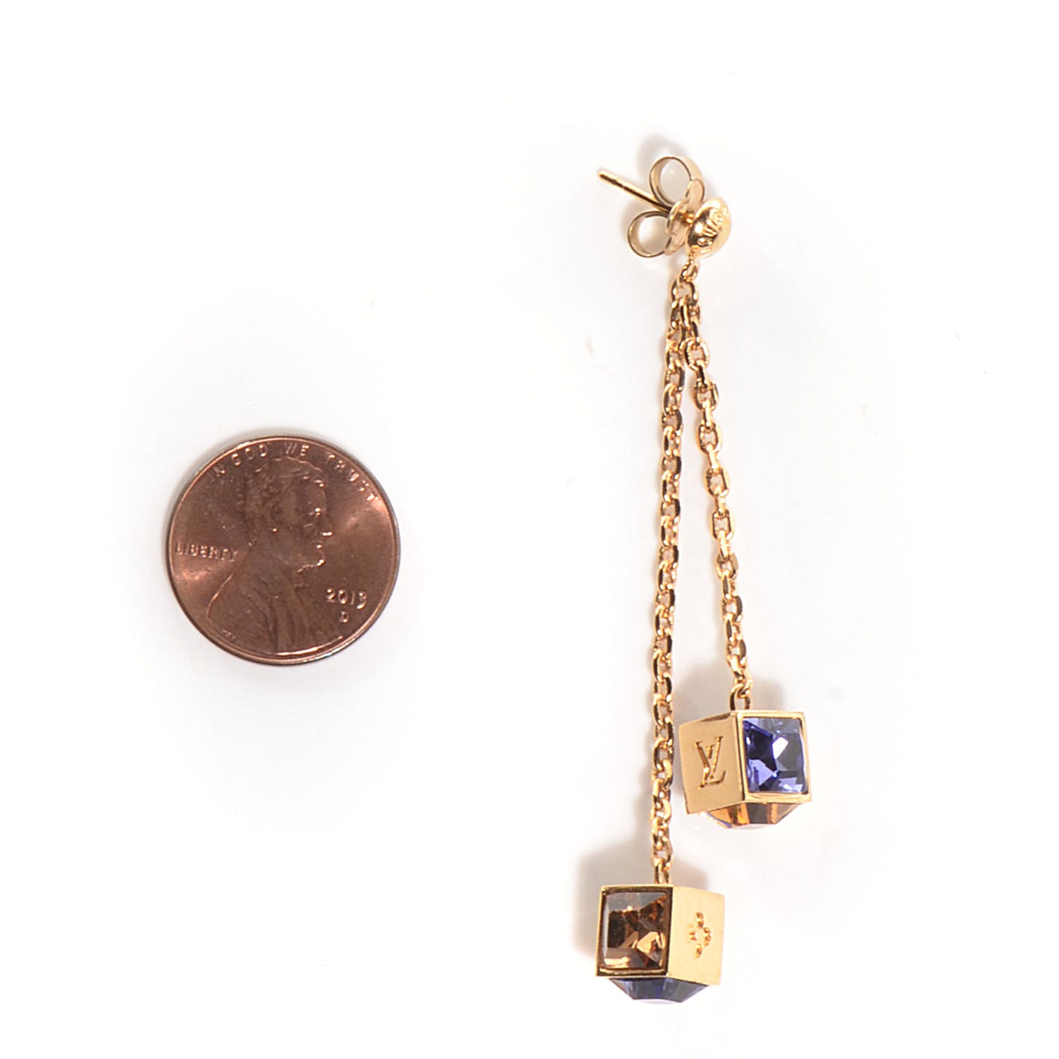 Louis Vuitton Swarovski Gamble Earrings Azur Gold 2 of 6