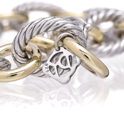David Yurman Sterling Silver 18K Yellow Gold 12mm Large Oval Link Bracelet 5 of 5