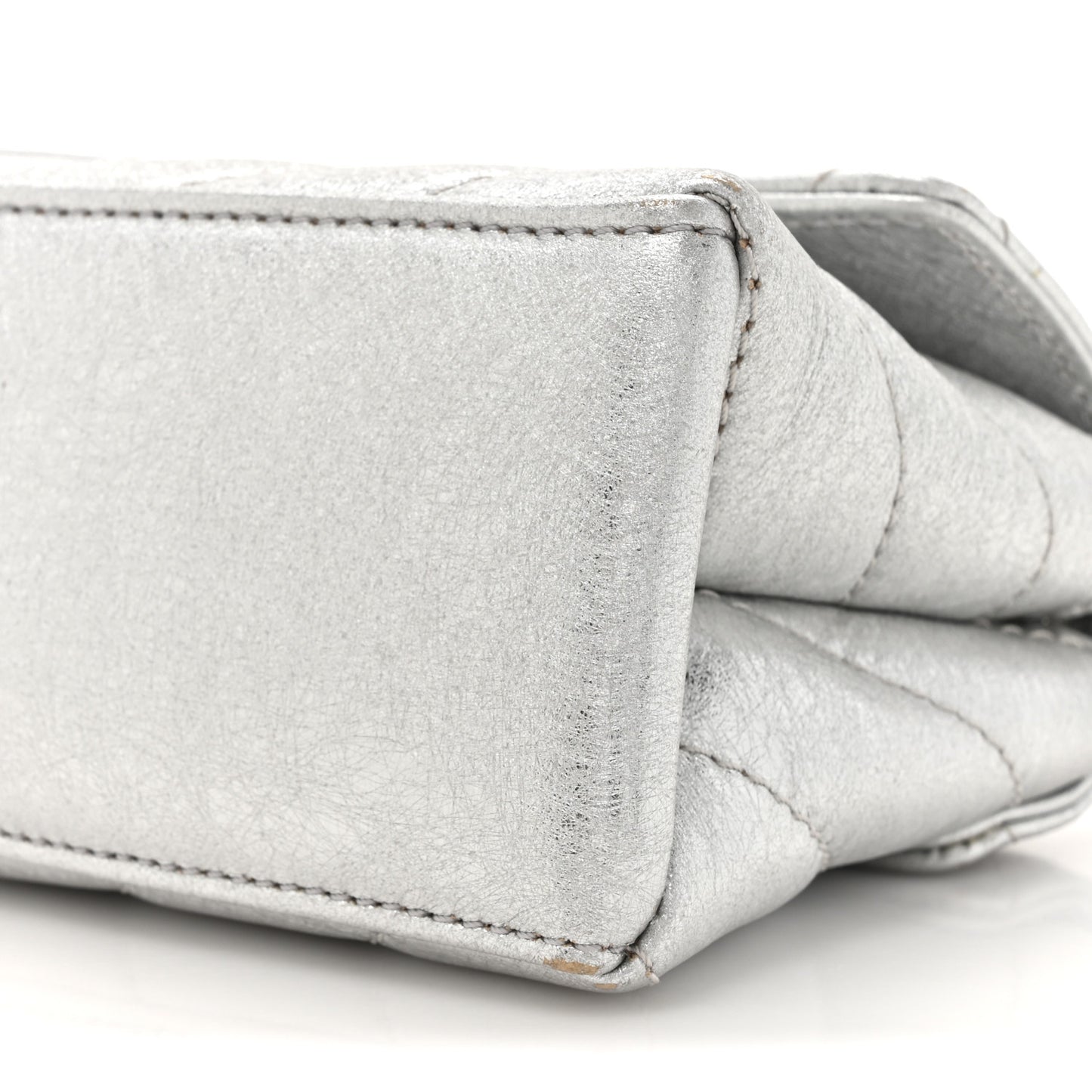 Metallic Calfskin Diagonal Quilted Jackhammer 17 Shoulder Bag Silver