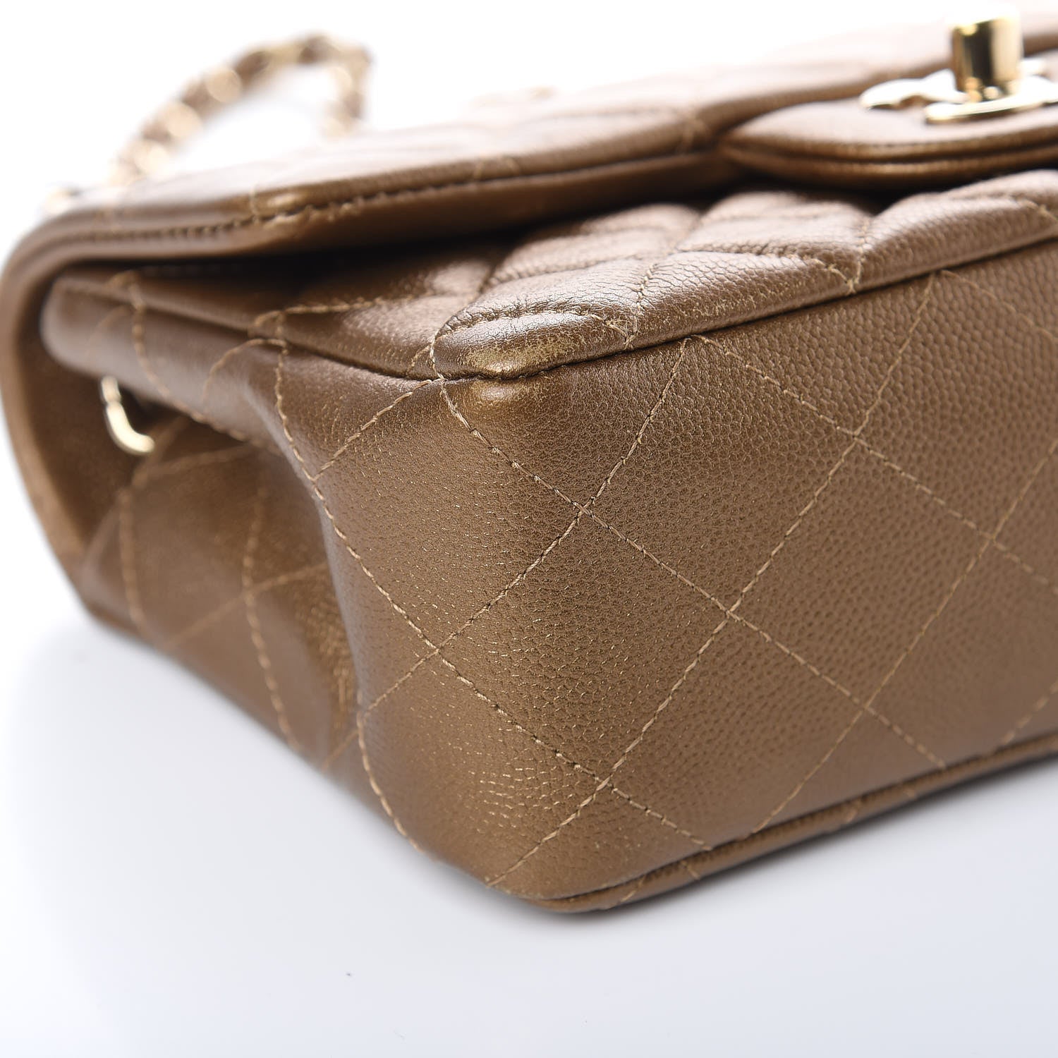 Chanel Metallic Caviar Quilted Mini Rectangular Flap Bronze 8 of 14