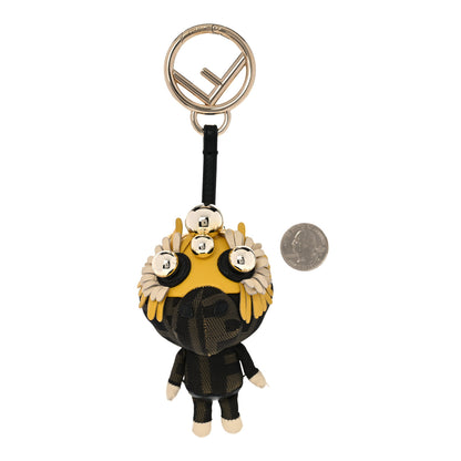Fendi Shiny Nappa Zucca Pearl Fringe F is Fendi Space Monkey Bag Charm Sunflower Burro Tobacco 2 of 5