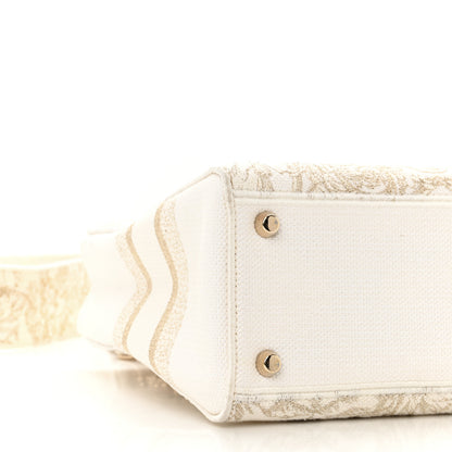 Christian Dior Canvas Around The World Stella Embroidered Medium Lady D-Lite White Gold 7 of 8