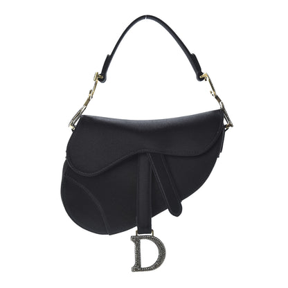 Christian Dior Satin Crystal Mini Saddle Bag Black 1 of 10