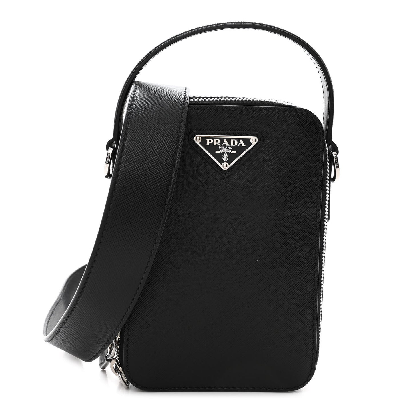 Saffiano Travel Brique Crossbody Messenger Bag Black