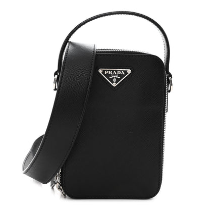 Prada Saffiano Travel Brique Crossbody Messenger Bag Black 1 of 9