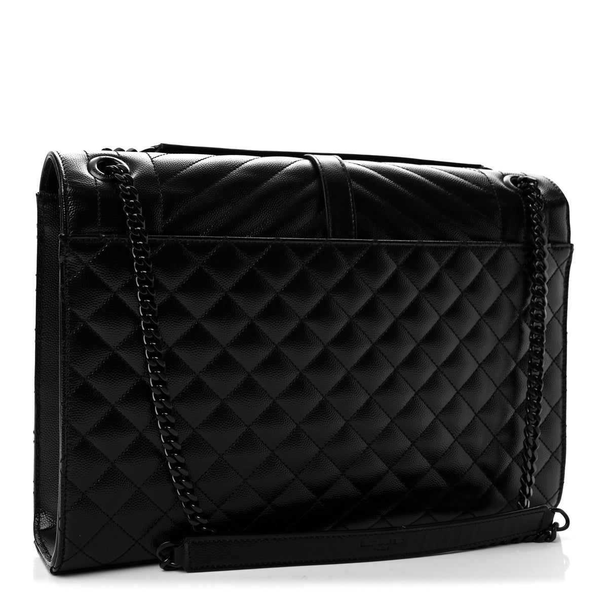 Saint Laurent Grain De Poudre Textured Mixed Matelasse Large Triquilt Monogram Monochrome Satchel Black 3 of 13