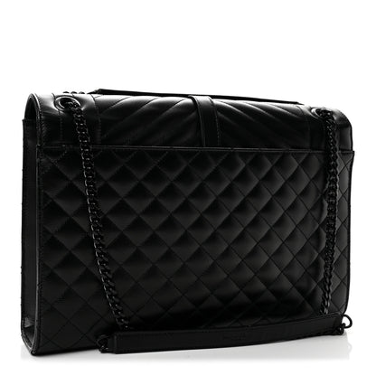 Saint Laurent Grain De Poudre Textured Mixed Matelasse Large Triquilt Monogram Monochrome Satchel Black 3 of 13