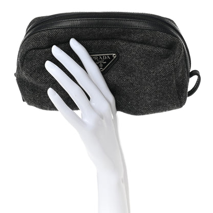 Prada Wool Cosmetic Pouch Grey 2 of 9