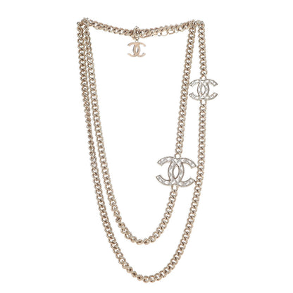 Chanel Quilted CC Long Chain Necklace Gold Pearly White 3 of 5