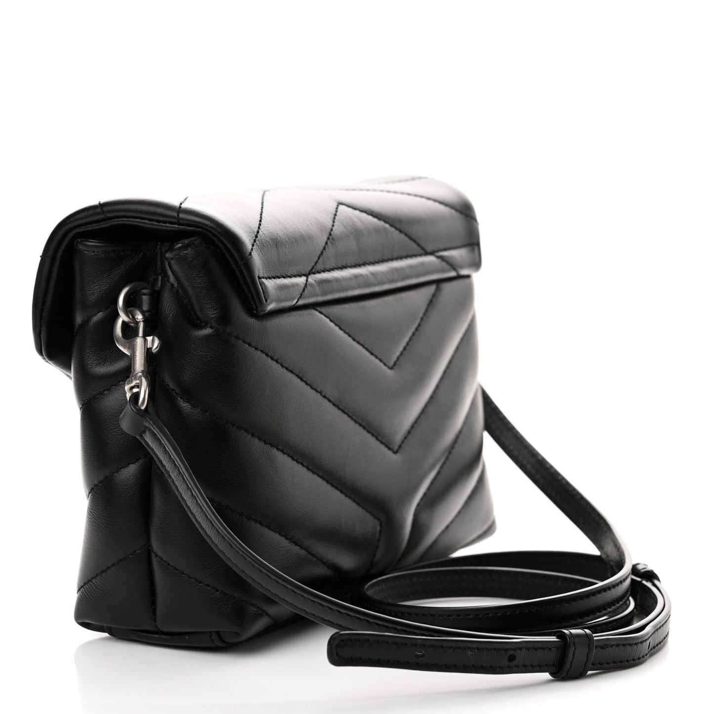 Calfskin Y Quilted Monogram Toy Loulou Crossbody Bag Black