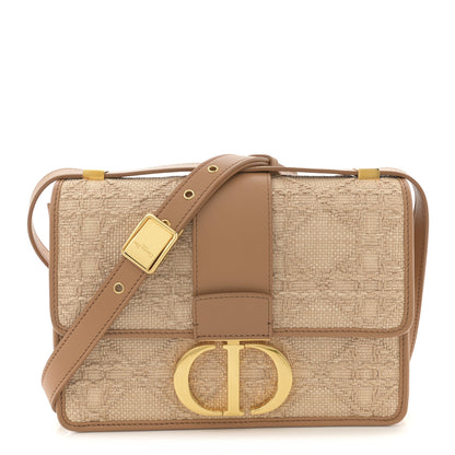 Christian Dior Raffia Calfskin 30 Montaigne Flap Bag Beige 1 of 12