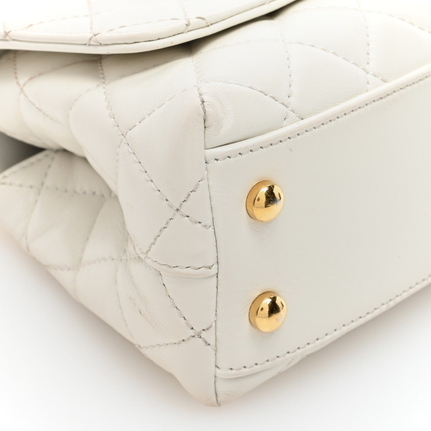Chanel Shiny Calfskin Quilted Extra Mini Coco Chain Gold Handle Flap White 9 of 10