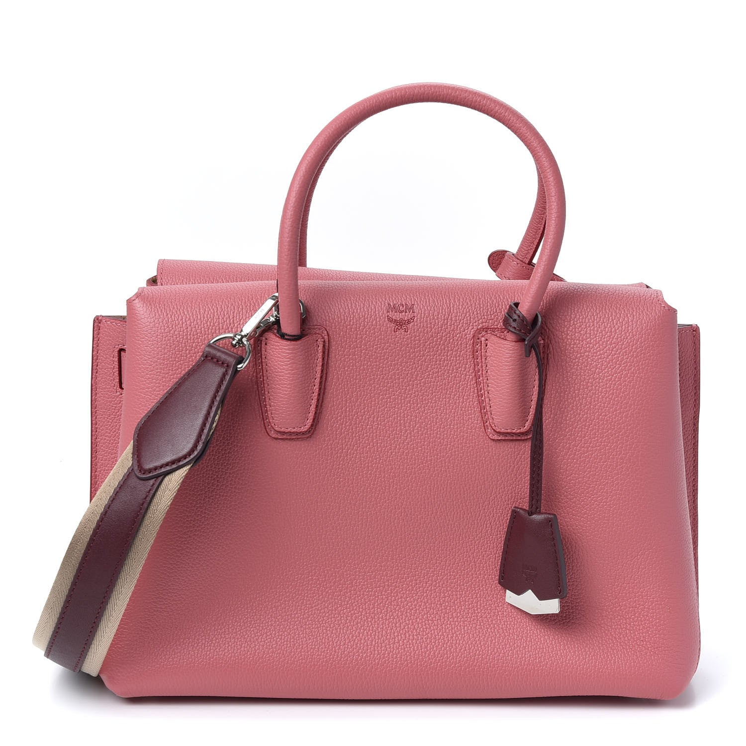 MCM Grained Calfskin Medium Milla Tote Pink 2 of 16