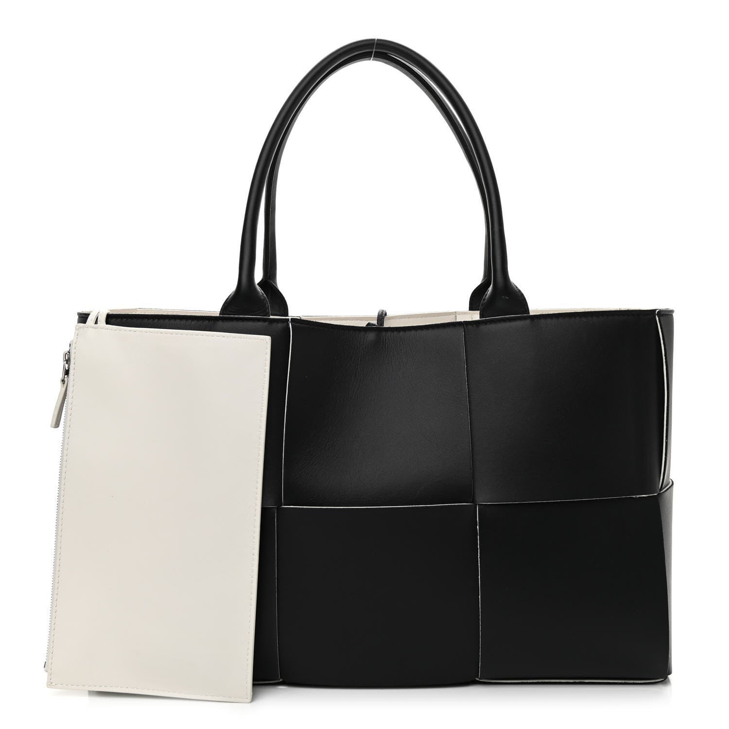 Bottega Veneta Nappa Maxi Intrecciato Medium Arco Tote Black White 1 of 9