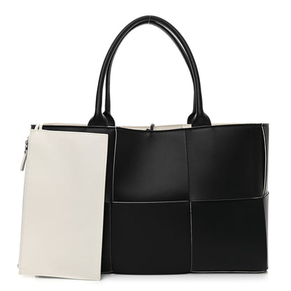 Bottega Veneta Nappa Maxi Intrecciato Medium Arco Tote Black White 1 of 9