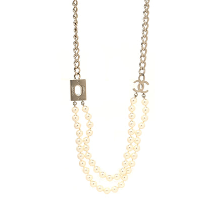 Chanel Pearl CC Double Strand Necklace Gold White 1 of 5