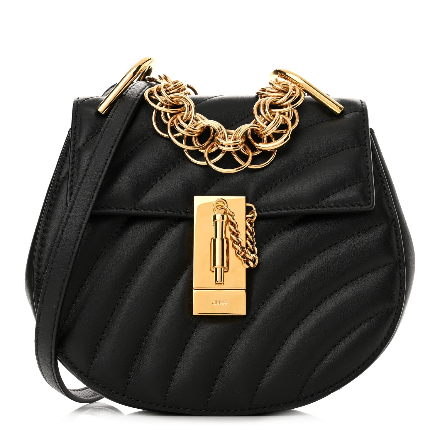 Chloe Calfskin Quilted Mini Drew Bijou Shoulder Bag Black 1 of 10