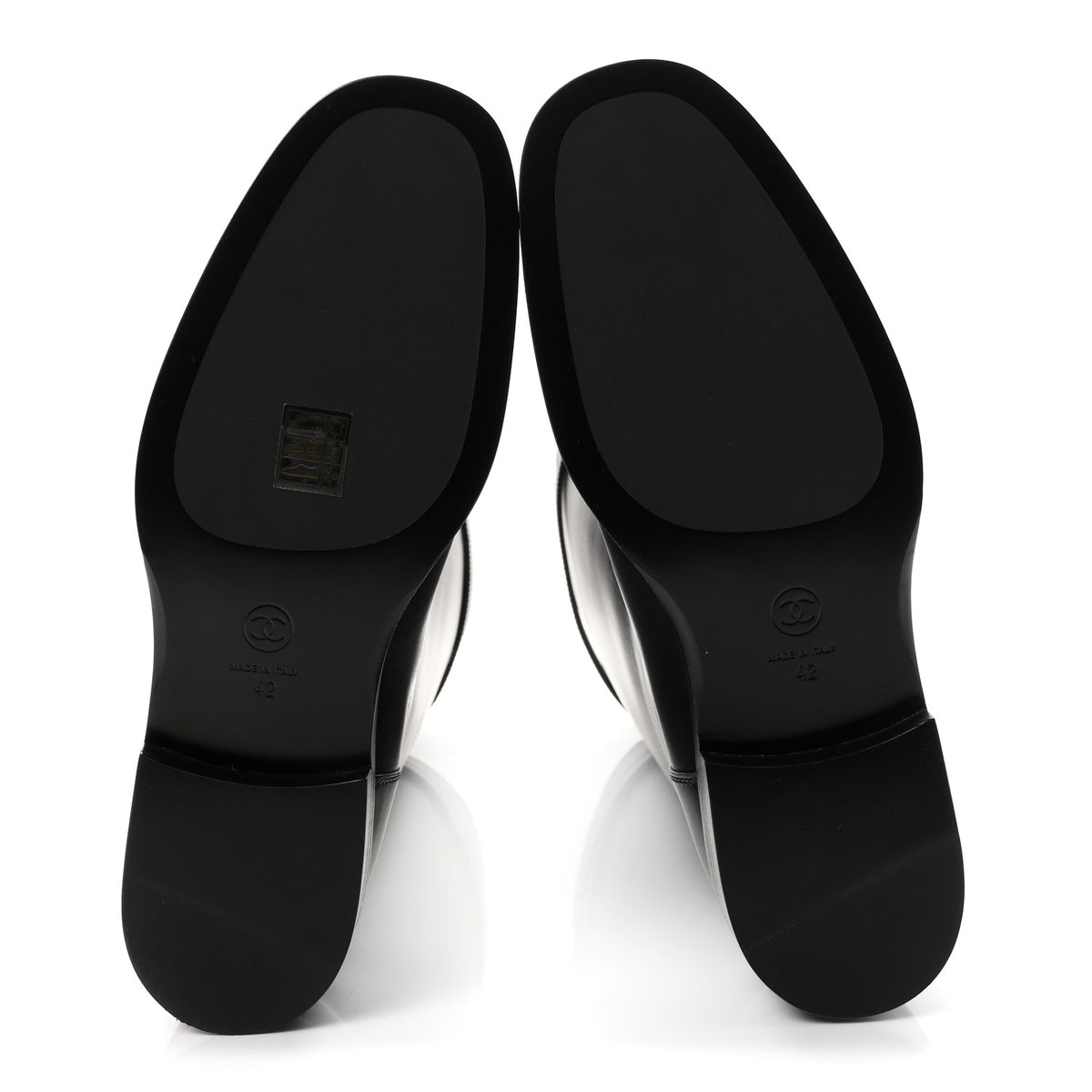 Calfskin CC Buckle High Boots 42 Black
