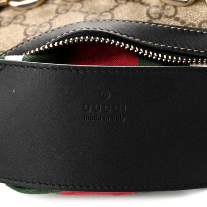 Gucci GG Supreme Monogram Textured Calfskin Small Emblem Shoulder Bag Beige Black 5 of 9