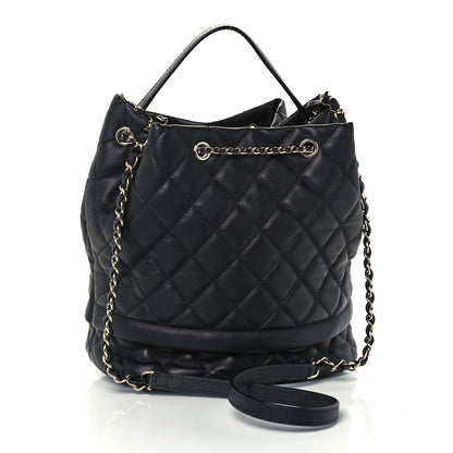 Chanel Caviar Quilted Large Rolled Up Bucket Drawstring Bag Black 3 of 10
