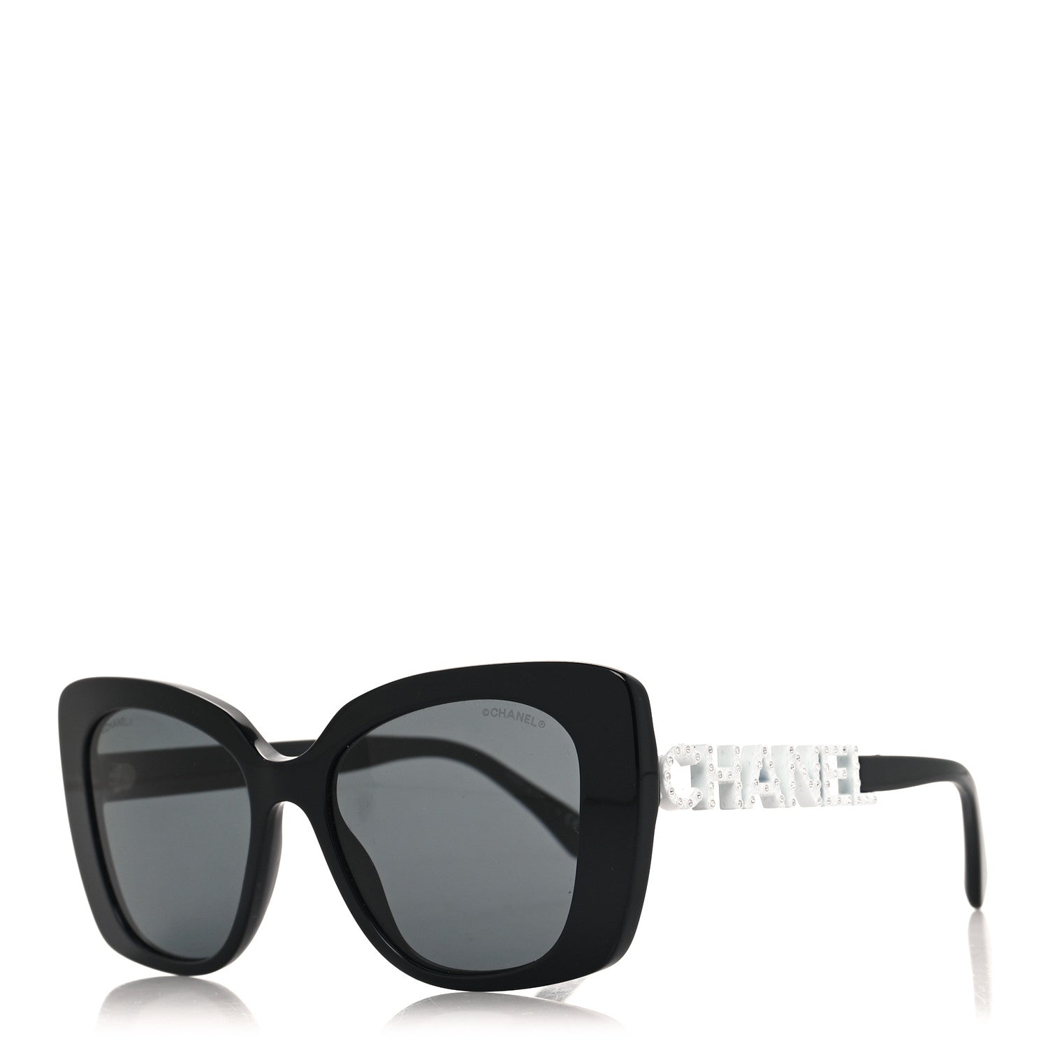 Chanel Acetate Strass Square Sunglasses 5422-B-A Black White 1 of 9