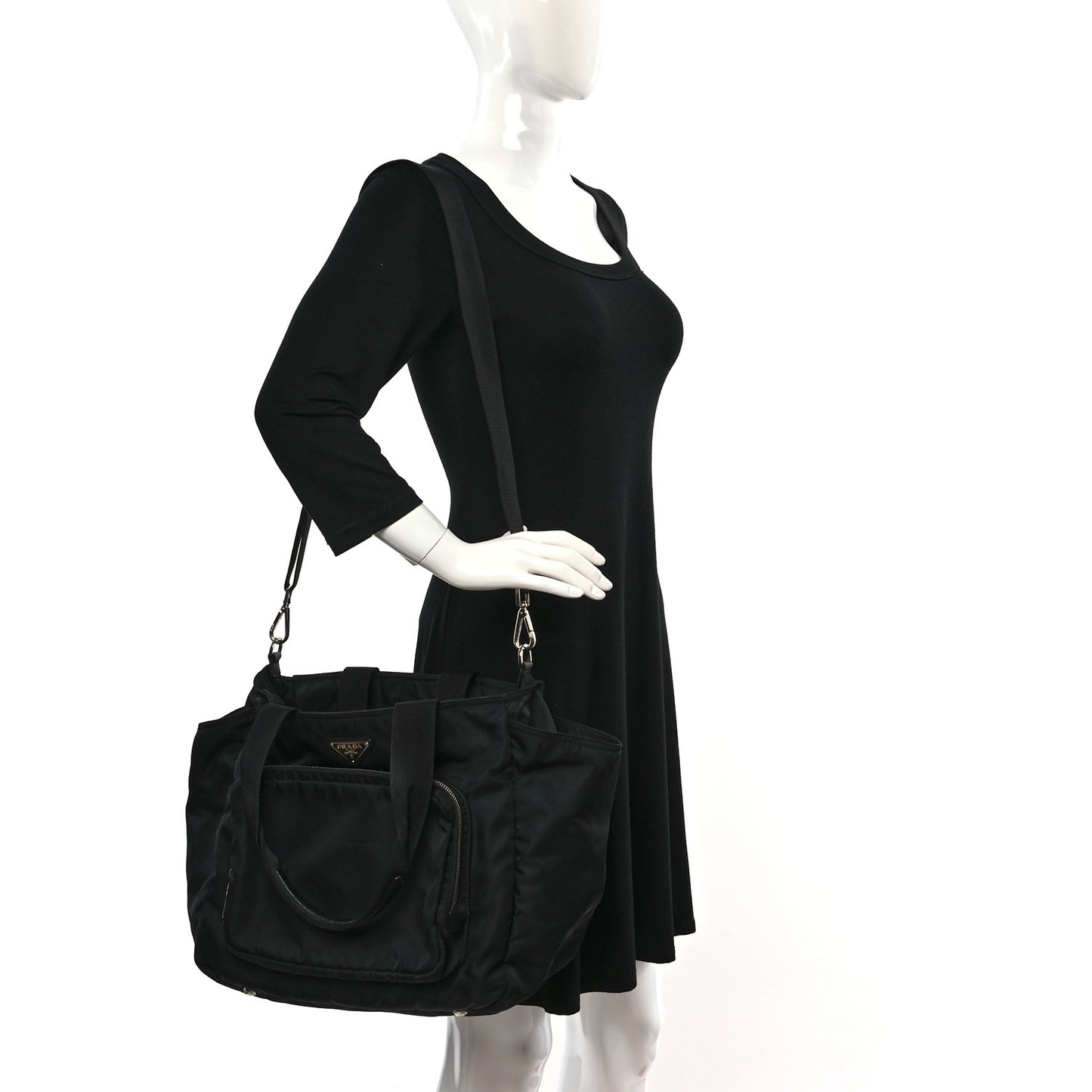 Tessuto Nylon Vela Diaper Bag Black
