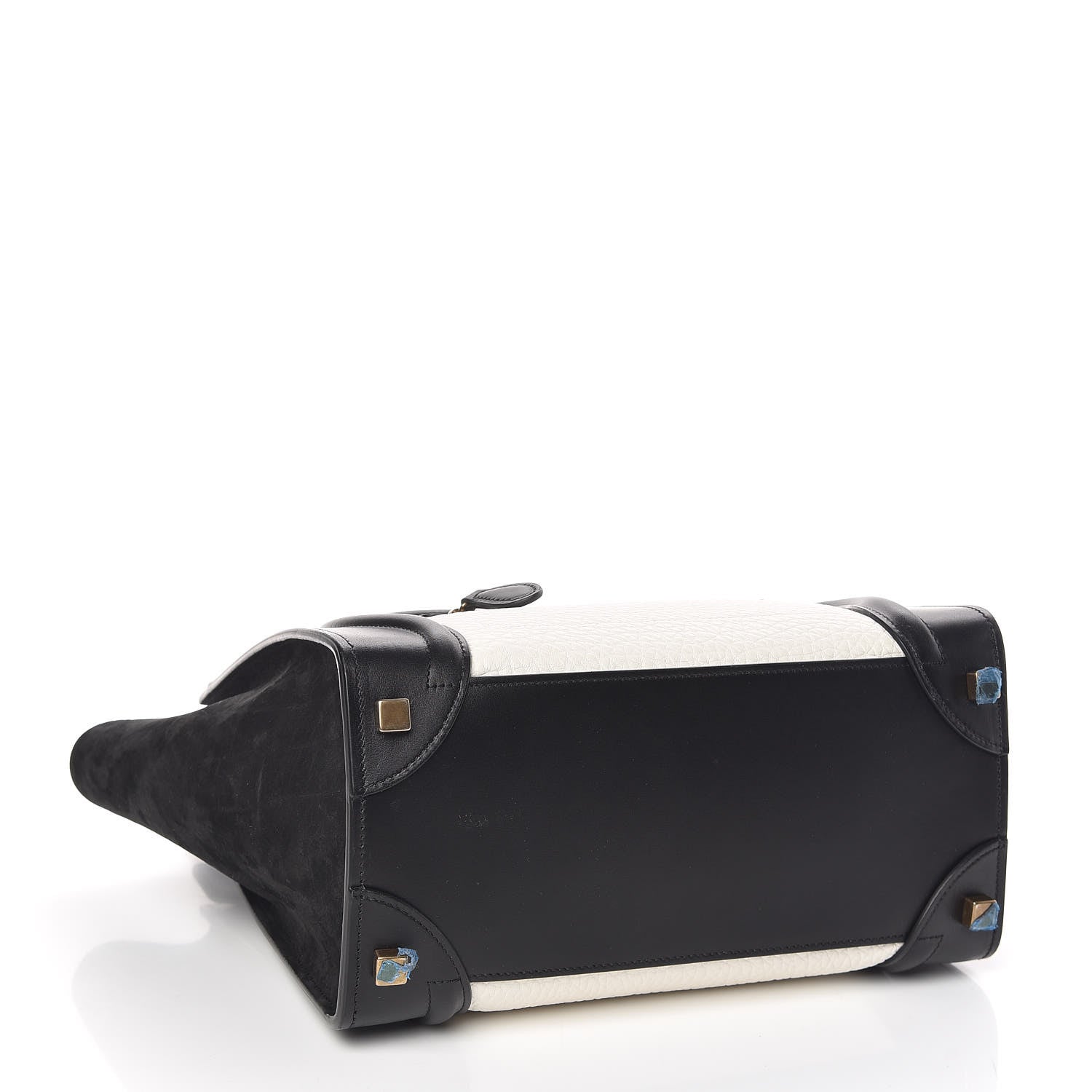 Celine Bullhide Calfskin Micro Bi-Color Luggage Black White 4 of 9