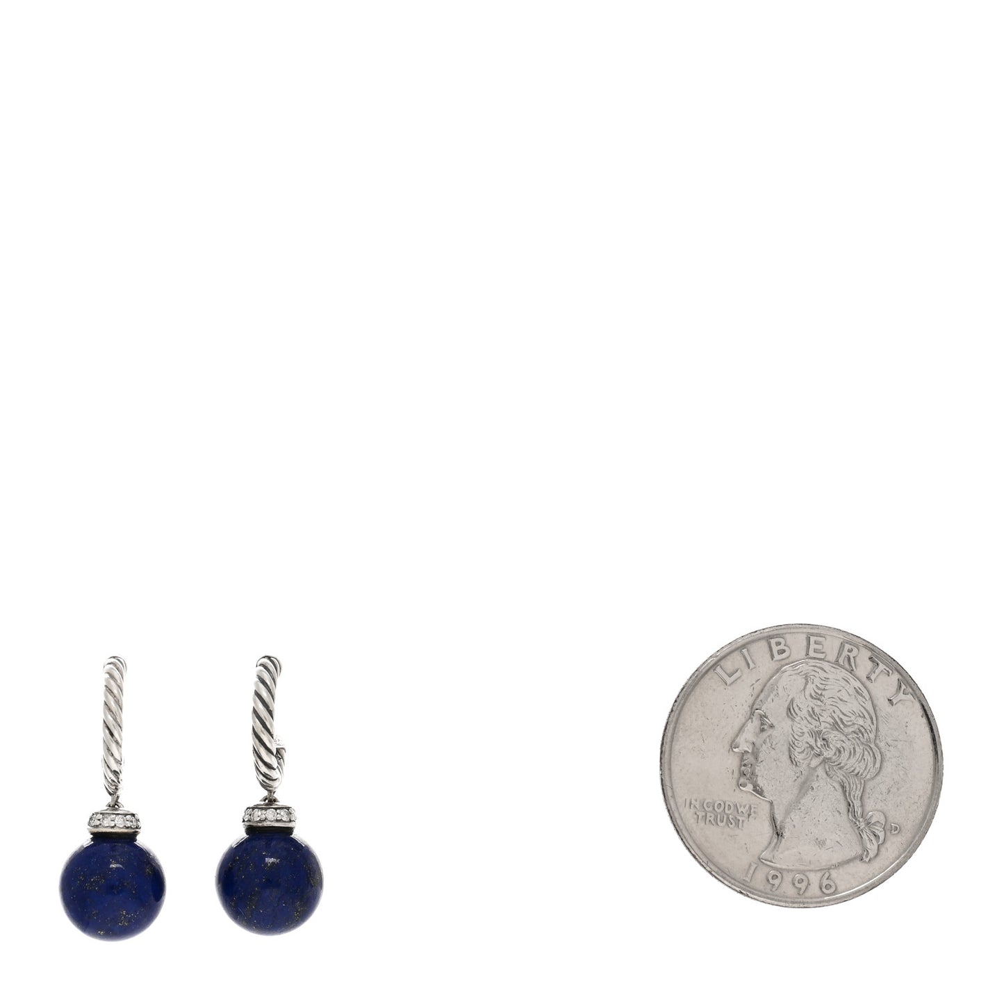 Sterling Silver Diamond Lapis Lazuli Solari Cable Drop Earrings