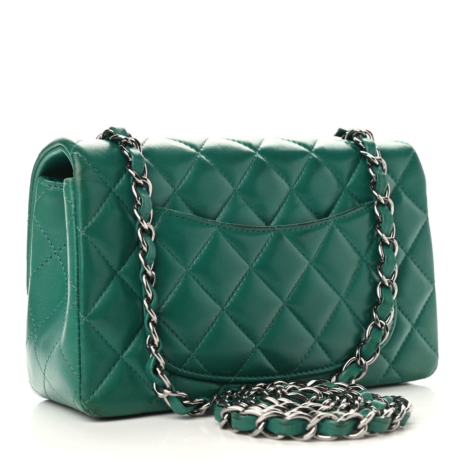 Chanel Lambskin Quilted Mini Rectangular Flap Green 2 of 10