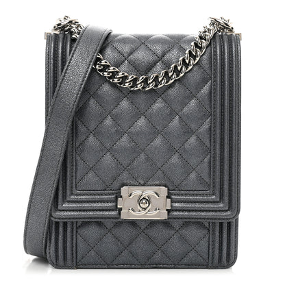 Chanel Iridescent Caviar Quilted North South Boy Flap Grey 1 of 10