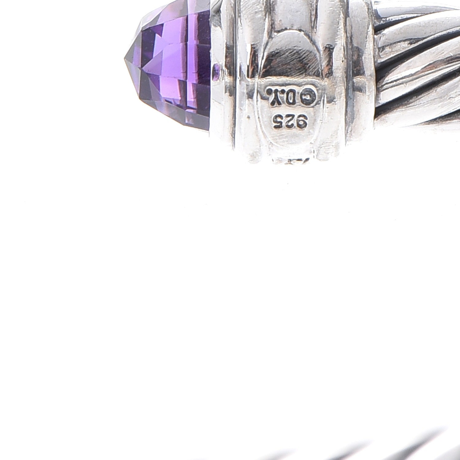 David Yurman Sterling Silver Diamond Amethyst 7mm Cable Classics Bracelet 6 of 6