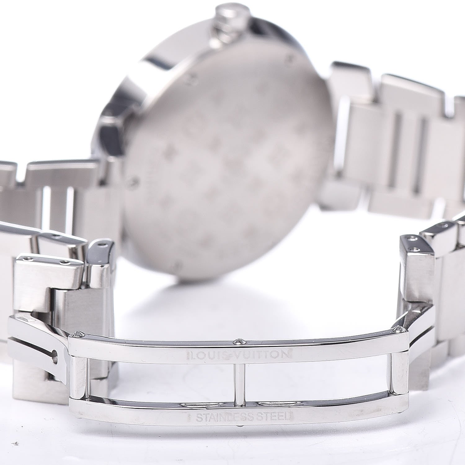 Louis Vuitton Stainless Steel Diamond 33mm Tambour Slim Quartz Watch 6 of 7