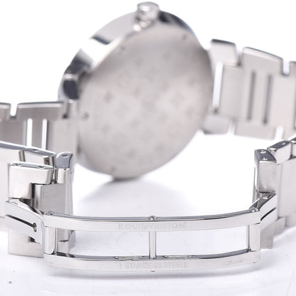 Louis Vuitton Stainless Steel Diamond 33mm Tambour Slim Quartz Watch 6 of 7