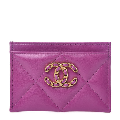 Chanel Shiny Goatskin Quilted 19 Card Holder Purple 1 of 9