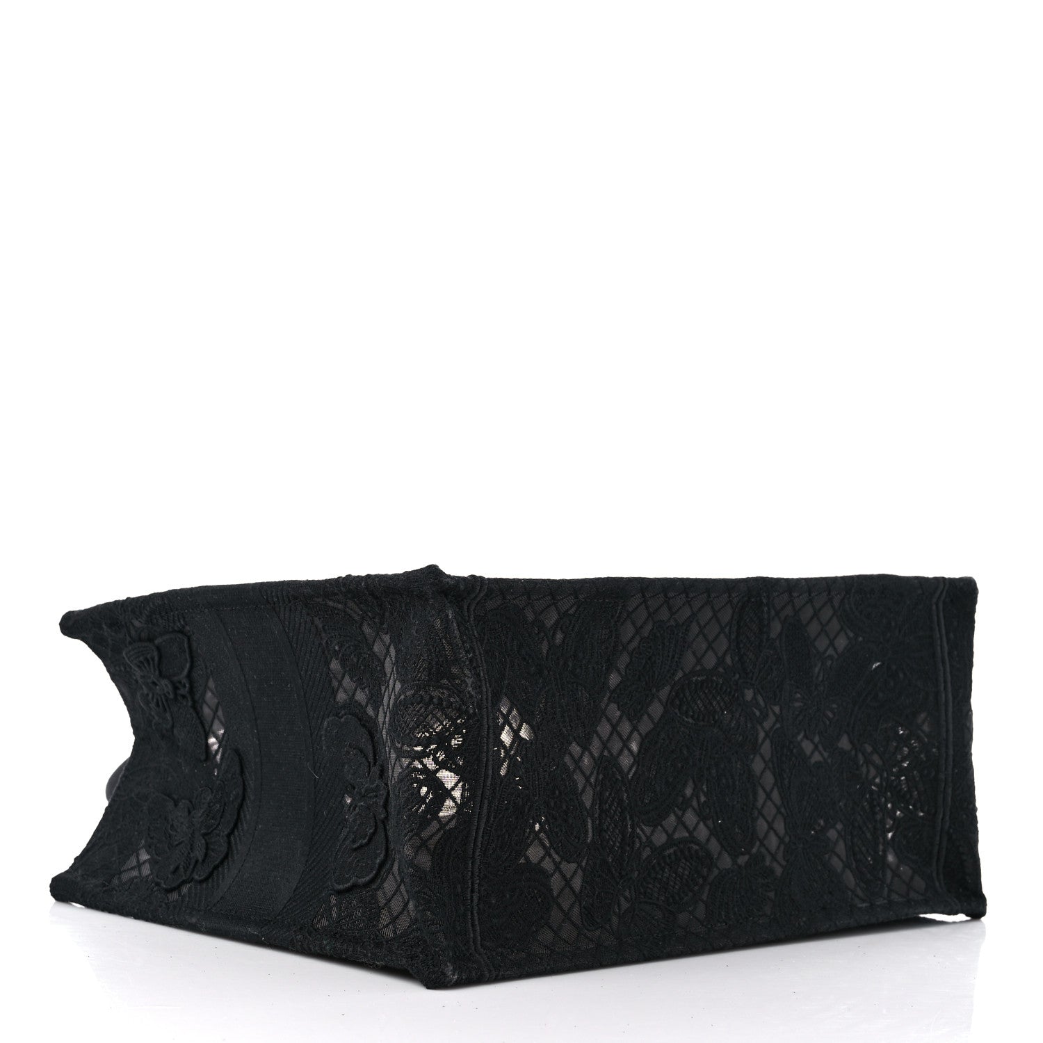Christian Dior Embroidered 3D Macrame D-Lace Butterfly Medium Book Tote Black Multicolor 4 of 10